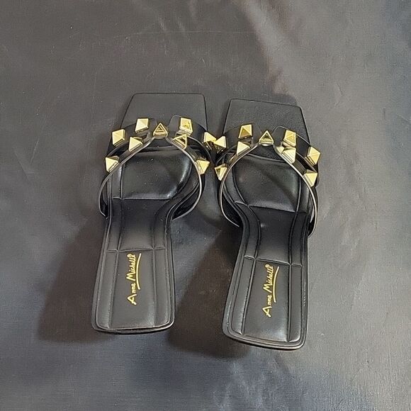 BRAND NEW ANNE MICHELLE GOLDTONE ROCKSTAR MULE SQUARE TOE WOMEN"S SANDAL - Picture 8 of 14